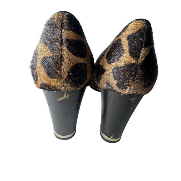 Ann Taylor Addison 7 Leopard Print Haircalf Block Heels 90s Y2K Office Holiday - Picture 7 of 9